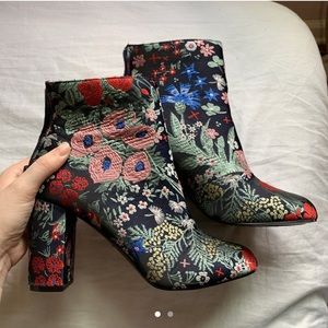 Vintage Floral Bootie Heels